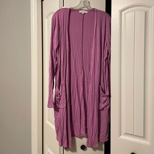 Blakeley Sierra Ribbed Long Cardigan in Orchid Purple